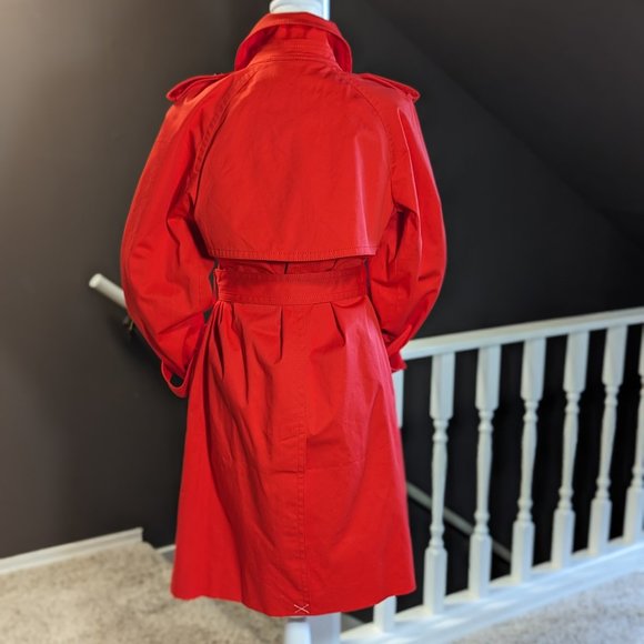 NWT Ann Taylor Petite Twill Red Trench Coat-Size M Petite - Picture 2 of 11